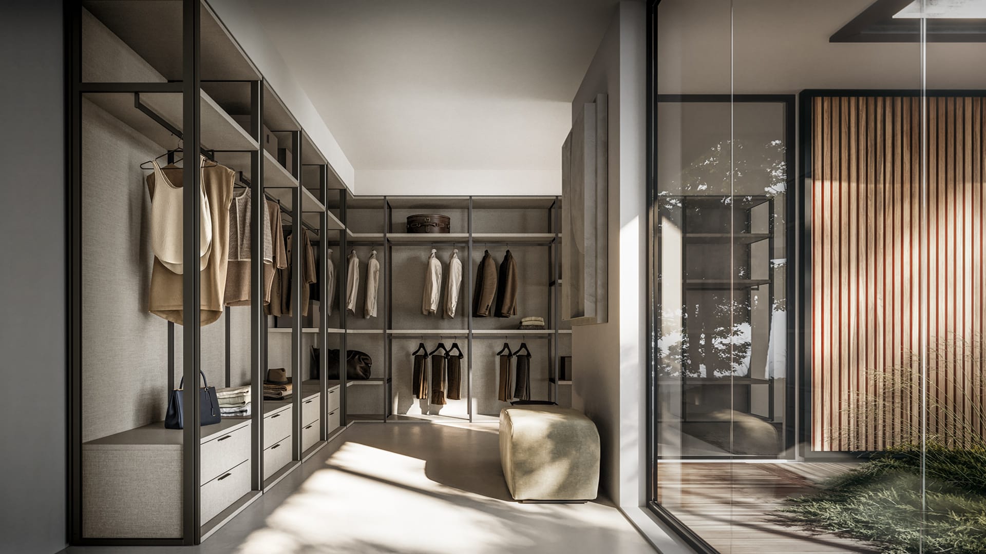 Dressing ouvert Santalucia Luxury avec rangements et lumière naturelle