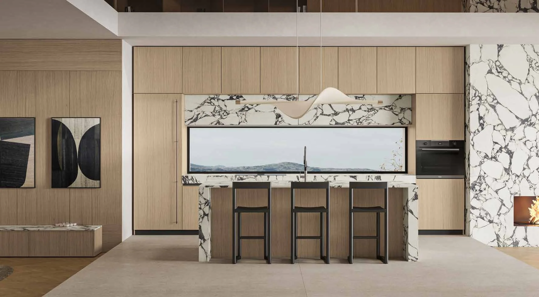Four encastré aligné avec le mobilier d’une cuisine Arrex