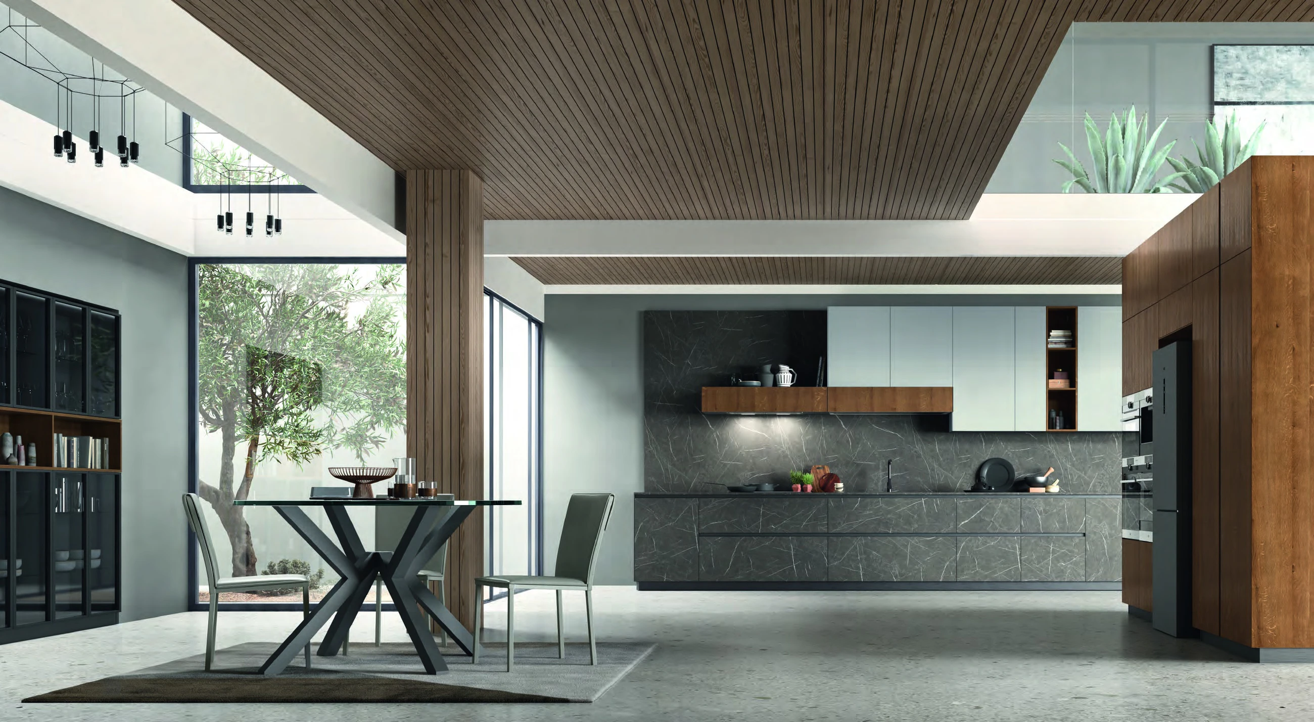 Cuisine Arrex encadrée par une architecture en bois