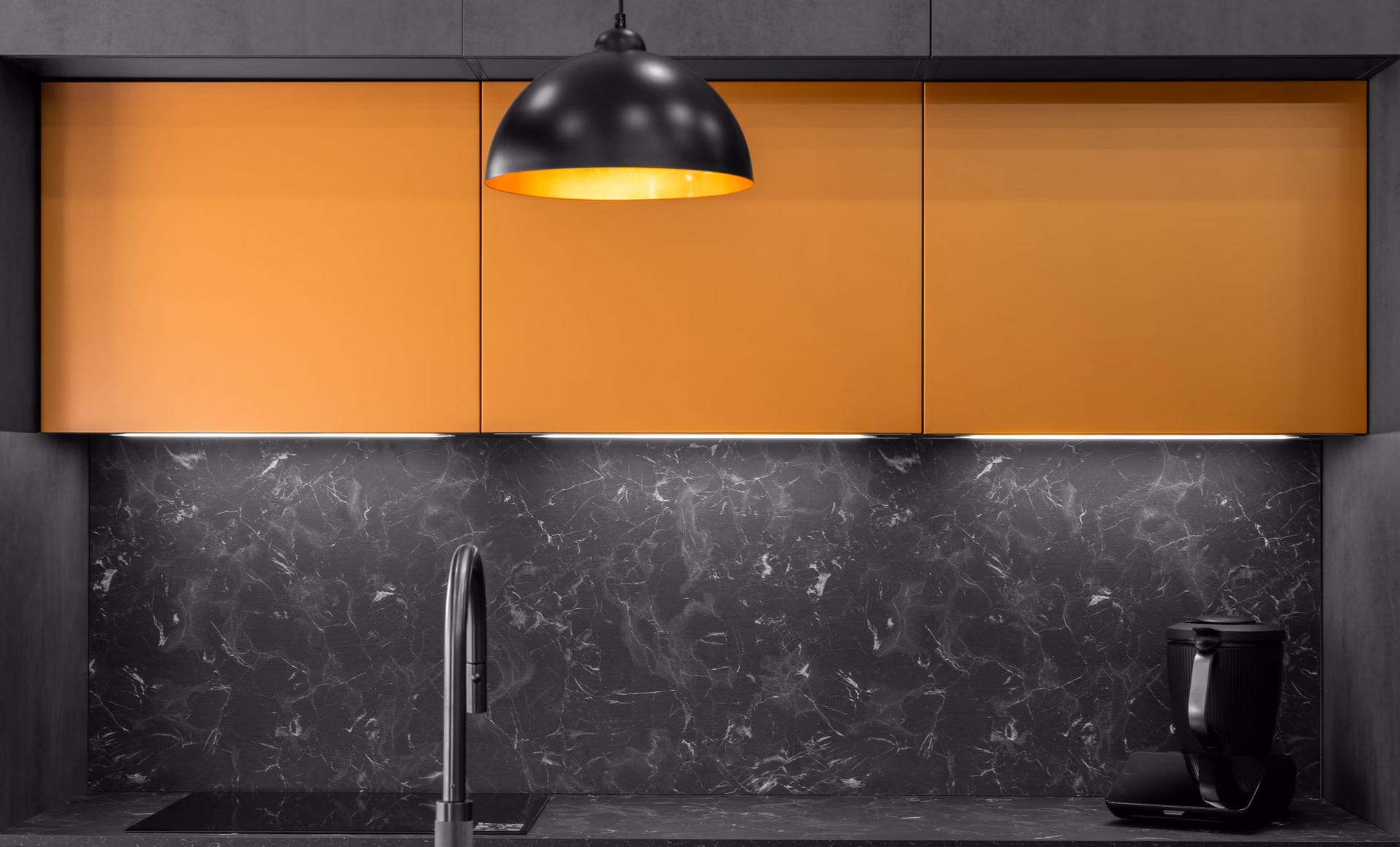 Cuisine terracotta du showroom BP Cuisines à Cernier