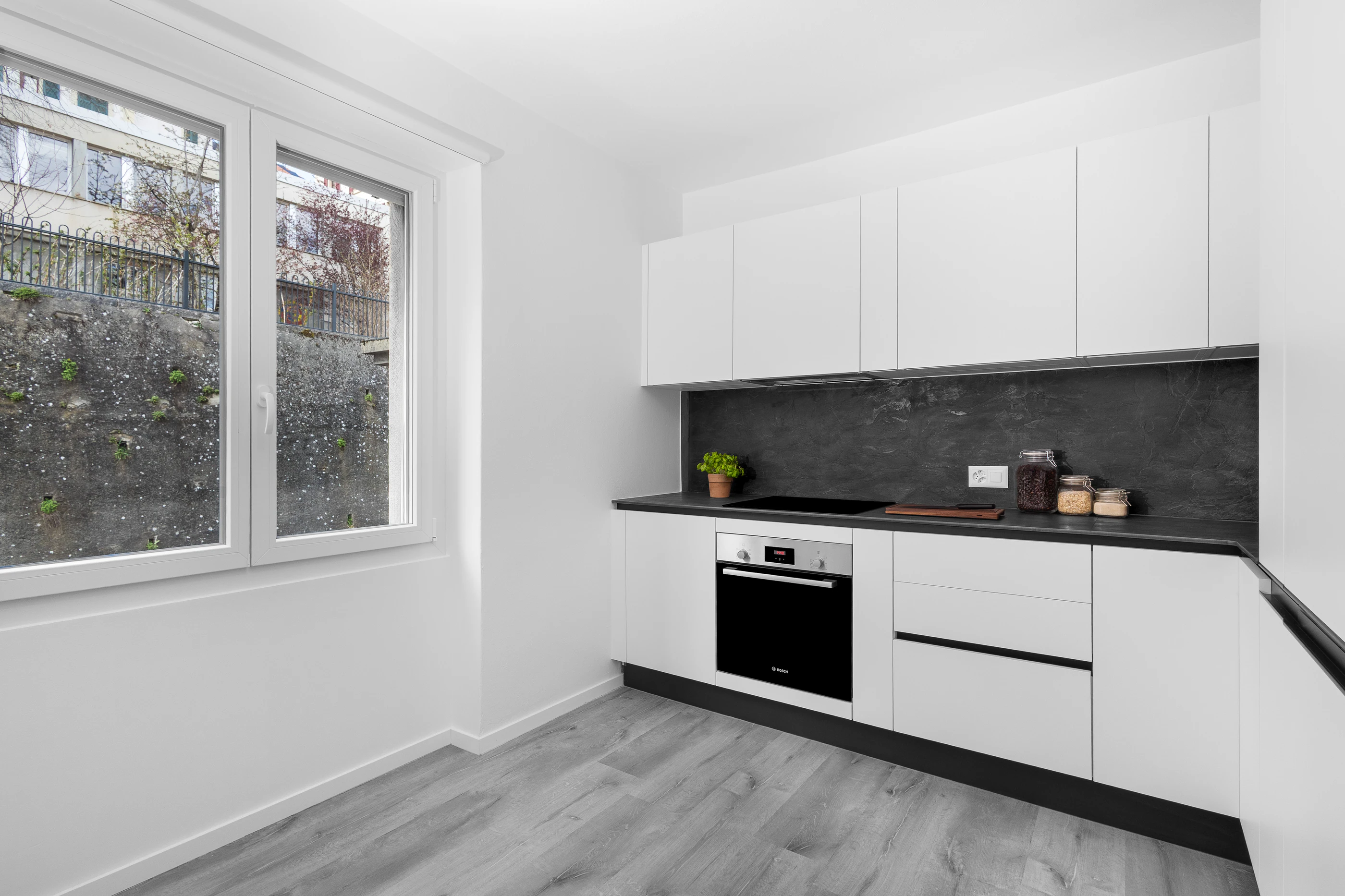 Cuisine locative optimisée, vue 1, réalisation BP Cuisines