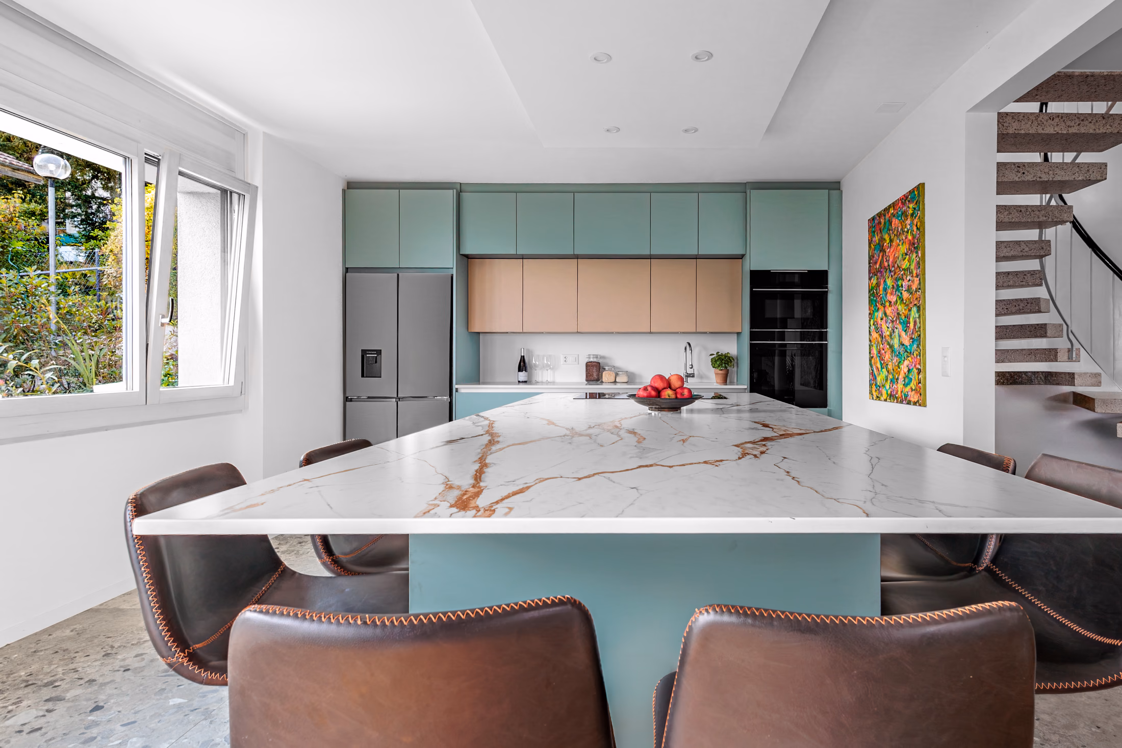 Cuisine verte sur mesure, vue 2, réalisation BP Cuisines