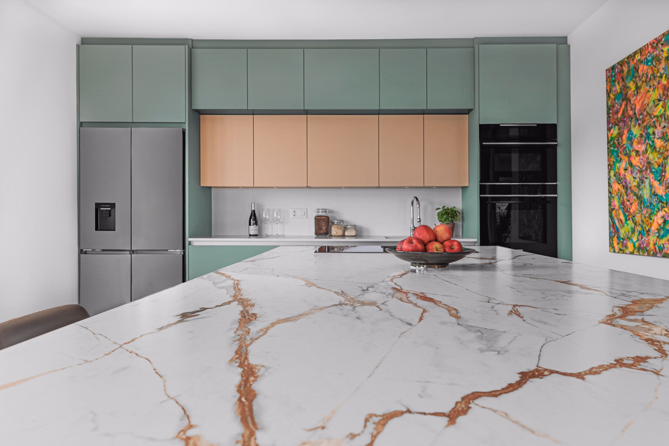 Cuisine verte sur mesure, vue 4, réalisation BP Cuisines