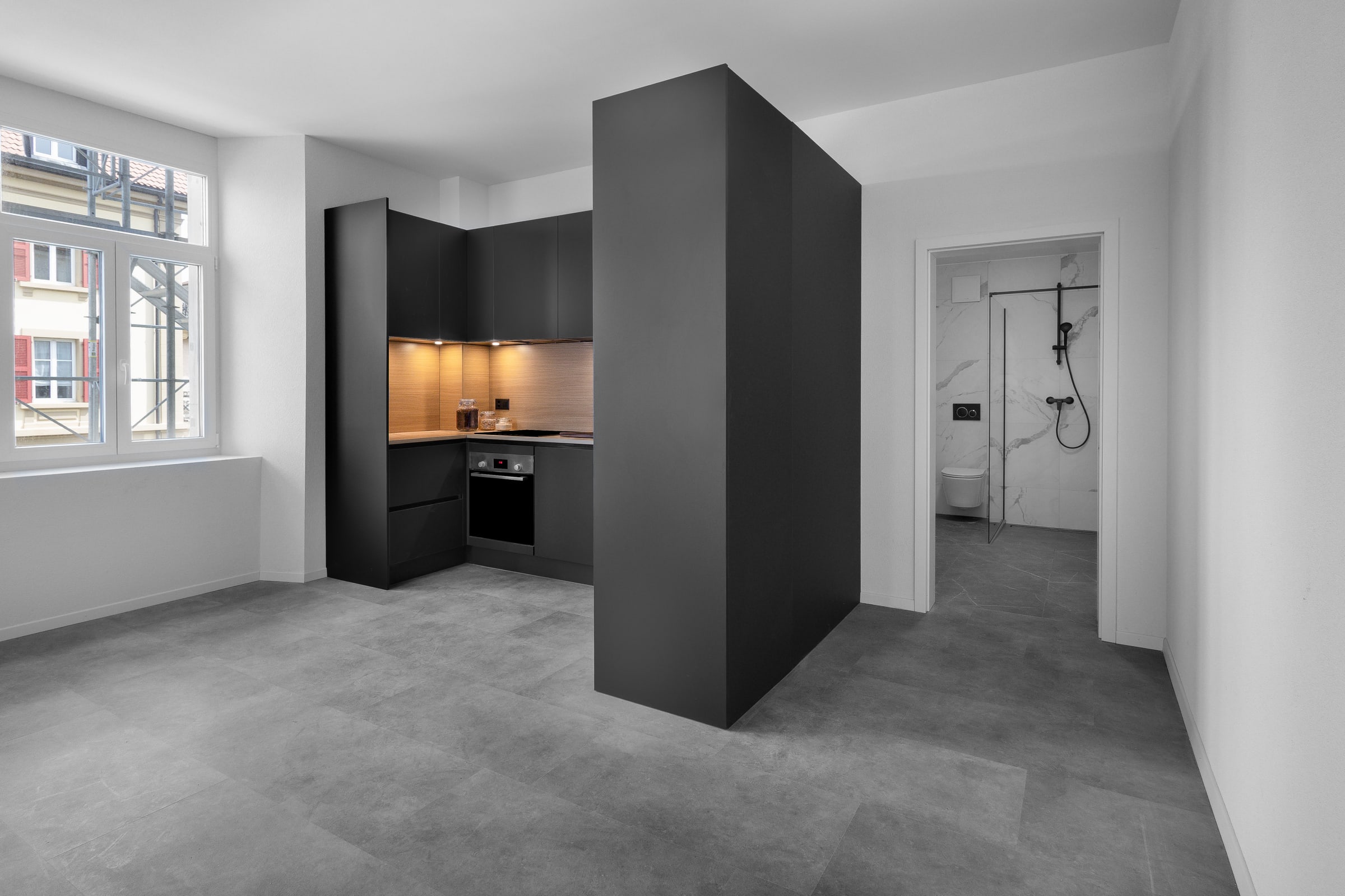 Cuisine graphite, vue 3, réalisation BP Cuisines