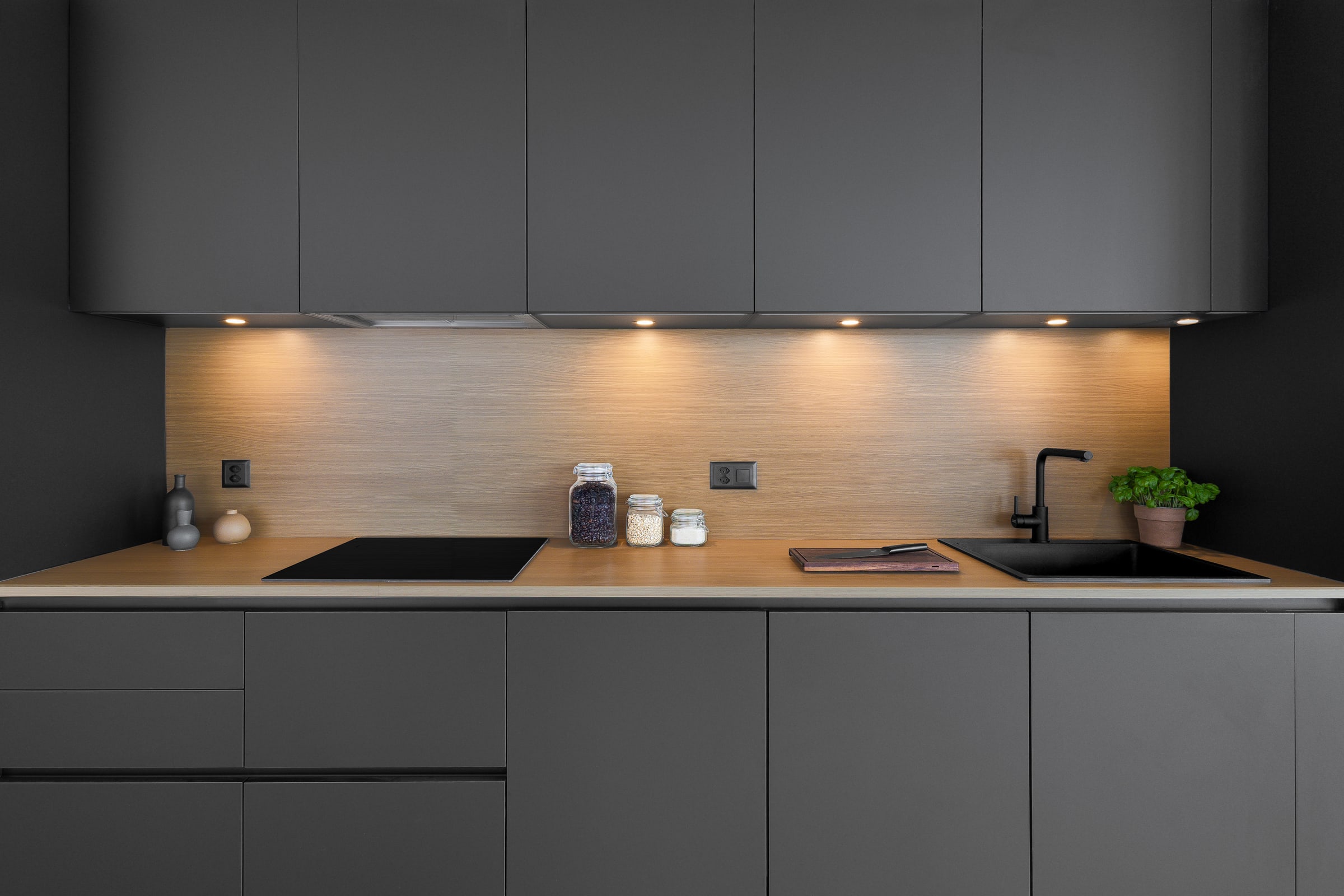 Cuisine graphite, vue 5, réalisation BP Cuisines